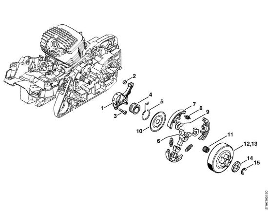 Oil pump, Clutch Gasoline chain saws (MS) MS 271 C-BE Stihl