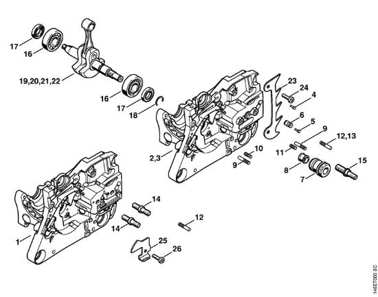 Crankcase Gasoline chain saws (MS) MS 280 Stihl