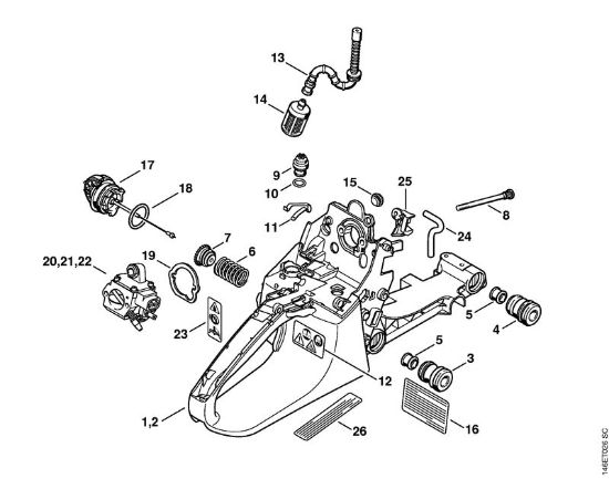 Tank housing Gasoline chain saws (MS) MS 280 Stihl