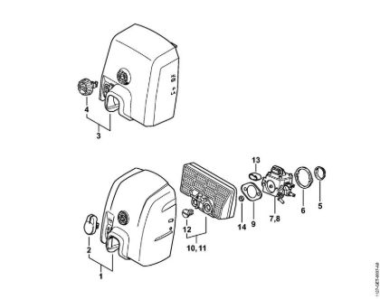 Carburetor box cover, Air filter Gasoline chain saws (MS) MS 290 Stihl