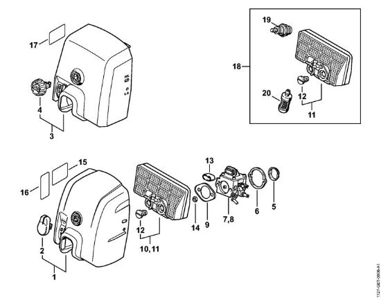 Carburetor box cover, Air filter Gasoline chain saws (MS) MS 290-Z Stihl
