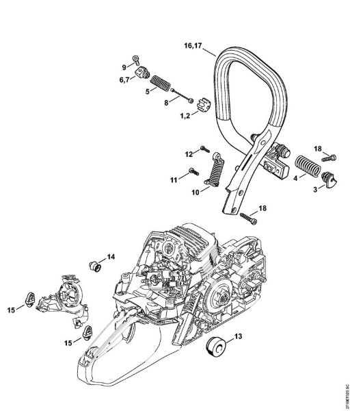 AV system, Handlebar Gasoline chain saws (MS) MS 291 C-BE Stihl