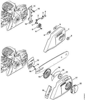 Chain tensioner, Chain sprocket cover Gasoline chain saws (MS) MS 291 C-BE Stihl