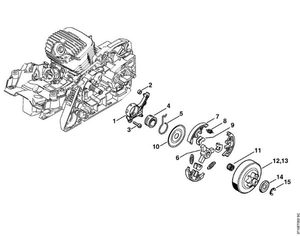 Oil pump, Clutch Gasoline chain saws (MS) MS 291 C-BE Stihl