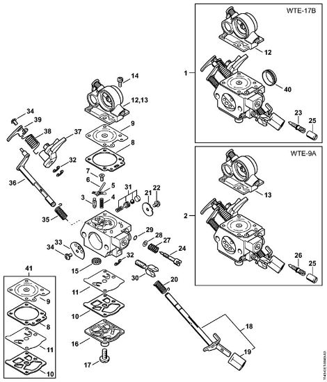 Carburetor WTE-9, WTE-17 Gasoline chain saws (MS) MS 311-Z Stihl