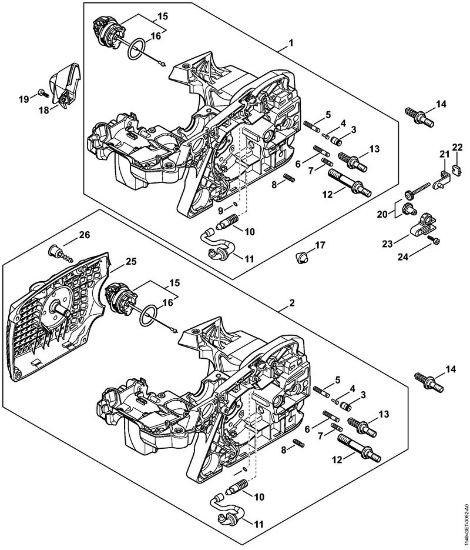 Engine housing, Chain tensioner Gasoline chain saws (MS) MS 311-Z Stihl