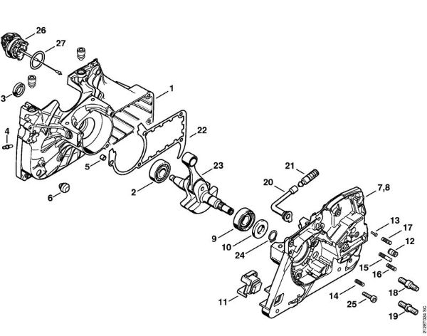 Crankcase Gasoline chain saws (MS) MS 341 Stihl