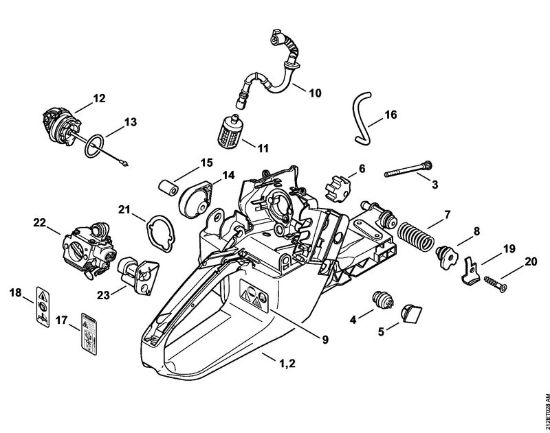 Tank housing Gasoline chain saws (MS) MS 341 Stihl
