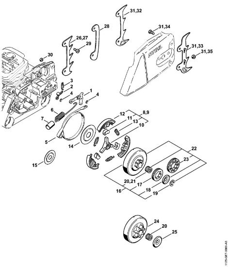 Chain brake, Clutch Gasoline chain saws (MS) MS 360 Stihl