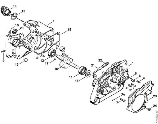 Crankcase Gasoline chain saws (MS) MS 360 Stihl