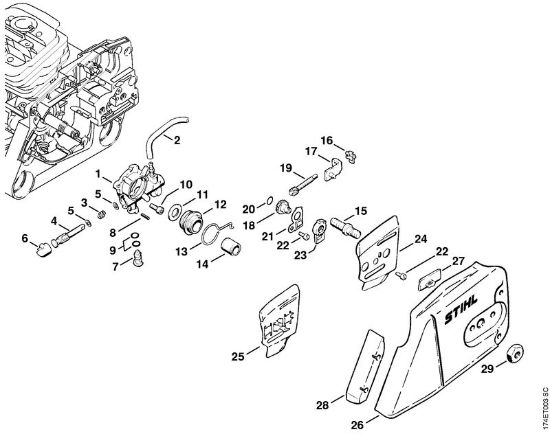 Oil pump, Chain tensioner kit Gasoline chain saws (MS) MS 360 Stihl
