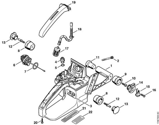 Tank housing, AV-System Gasoline chain saws (MS) MS 360 Stihl