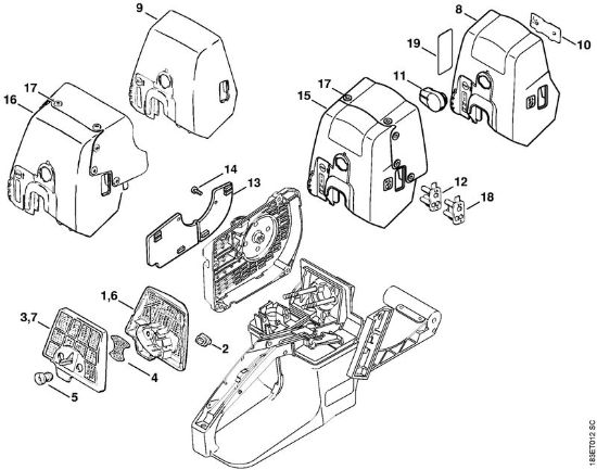 Air filter, Carburetor box cover Gasoline chain saws (MS) MS 360 C Stihl