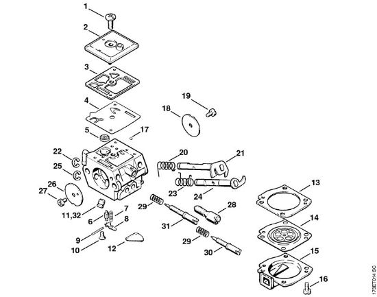 Carburetor C3A-S31 Gasoline chain saws (MS) MS 360 C Stihl