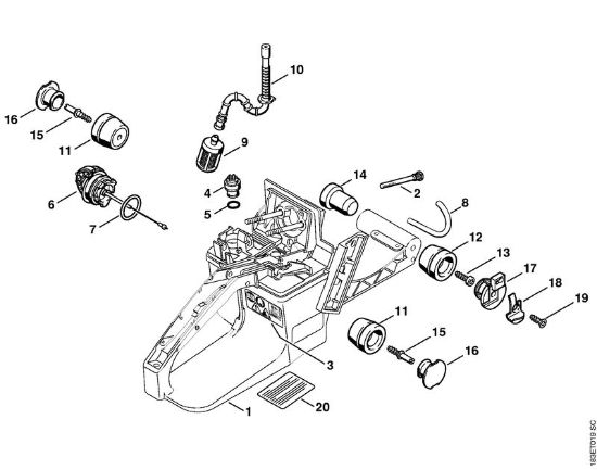 Tank housing, AV-System Gasoline chain saws (MS) MS 360 C Stihl
