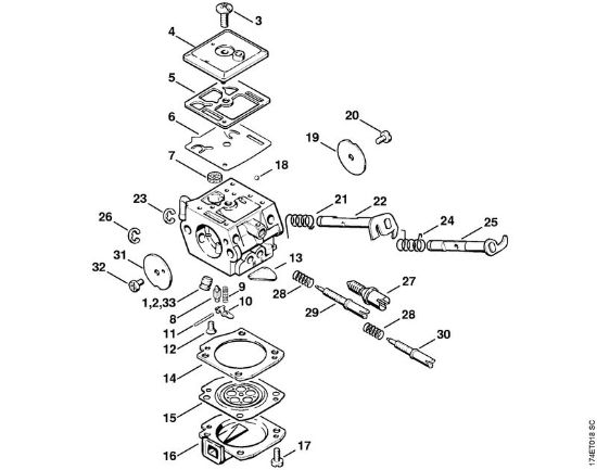 Carburetor C3A-S31, C3A-S65 Gasoline chain saws (MS) MS 360 W Stihl
