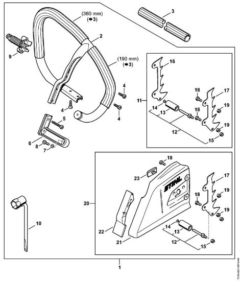Set wrap around handlebar Gasoline chain saws (MS) MS 361 Stihl