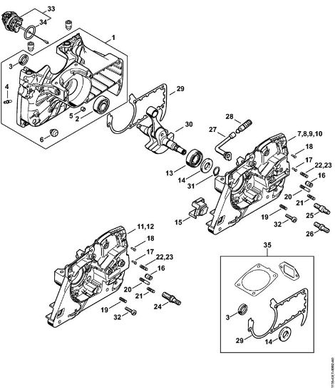 Crankcase Gasoline chain saws (MS) MS 361 C-Q Stihl