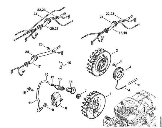 Ignition system, Wiring harness Gasoline chain saws (MS) MS 361 C-Q Stihl