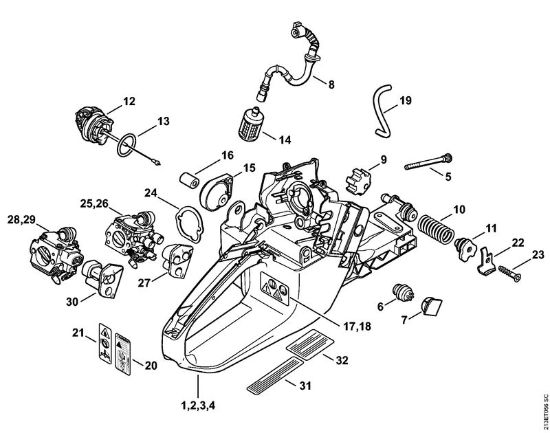 Tank housing Gasoline chain saws (MS) MS 361 C-Q Stihl