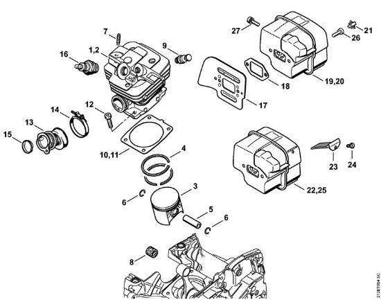 Cylinder, Muffler Gasoline chain saws (MS) MS 361-N Stihl