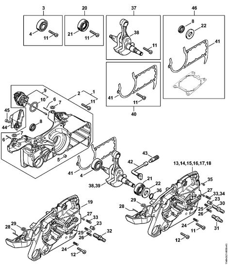 Crankcase Gasoline chain saws (MS) MS 362 C-MQ Stihl