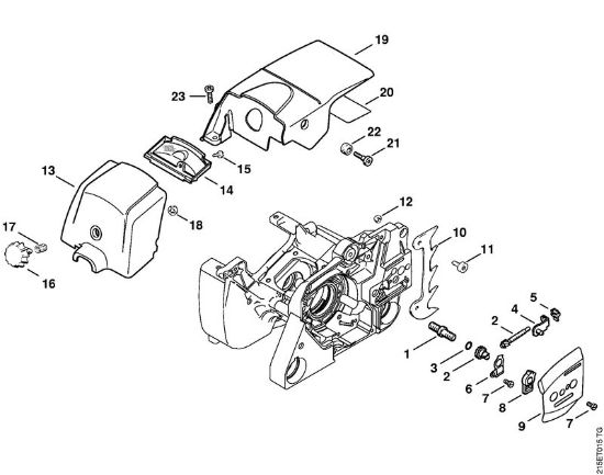 Chain tensioner, Carburetor box cover Gasoline chain saws (MS) MS 380 Stihl