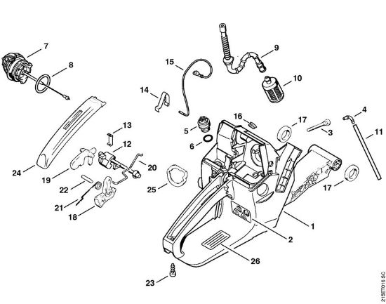 Tank housing Gasoline chain saws (MS) MS 380 Stihl