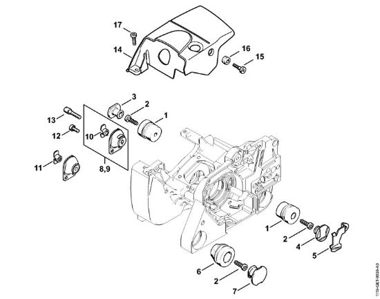 AV system, Shroud Gasoline chain saws (MS) MS 381 Stihl