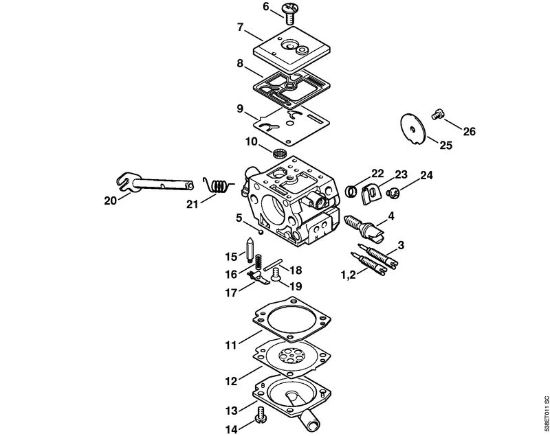 Carburetor C3-S148, C3-S149 Gasoline chain saws (MS) MS 381 Stihl