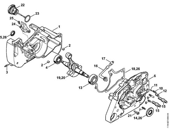 Crankcase Gasoline chain saws (MS) MS 382 Stihl