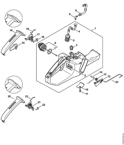 Tank housing, Throttle control Gasoline chain saws (MS) MS 391 Stihl