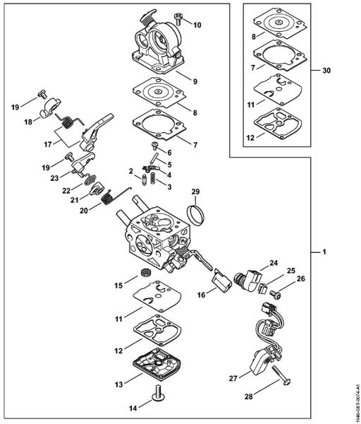 Carburetor parts 1140/13 Gasoline chain saws (MS) MS 400 C-M Stihl