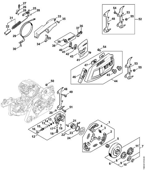 Clutch, Oil pump, Chain brake Gasoline chain saws (MS) MS 400 C-M Stihl