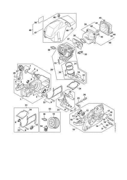 Picture of Crankcase, Cylinder, Muffler MS 400 C-M