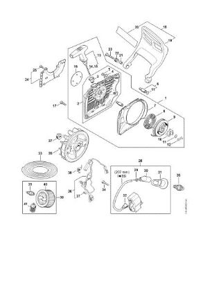 Picture of Rewind starter, Hand guard, Ignition system MS 400 C-M