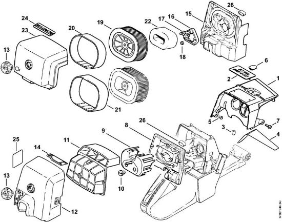 Shroud, Air filter Gasoline chain saws (MS) MS 440-D Stihl