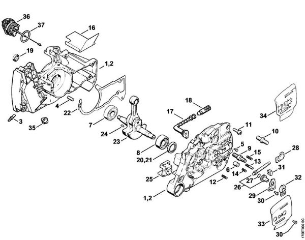 Crankcase, Crankshaft Gasoline chain saws (MS) MS 440-Z Stihl