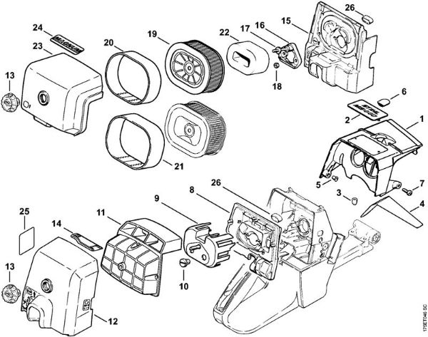 Shroud, Air filter Gasoline chain saws (MS) MS 440-Z Stihl