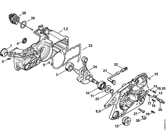 Crankcase Gasoline chain saws (MS) MS 441 C-M Stihl