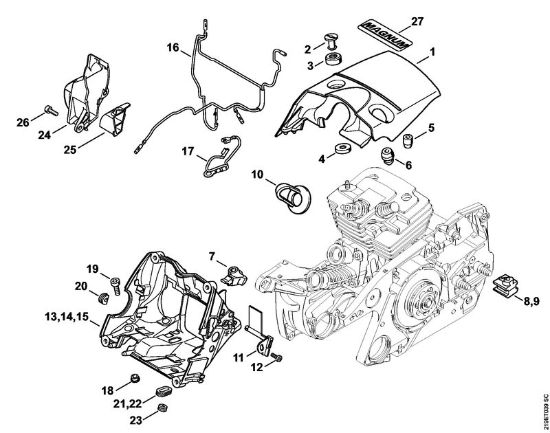 Shroud, Housing Gasoline chain saws (MS) MS 441 C-M W Stihl