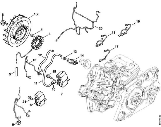 Ignition system, Wiring harness Gasoline chain saws (MS) MS 441 C-Q Stihl