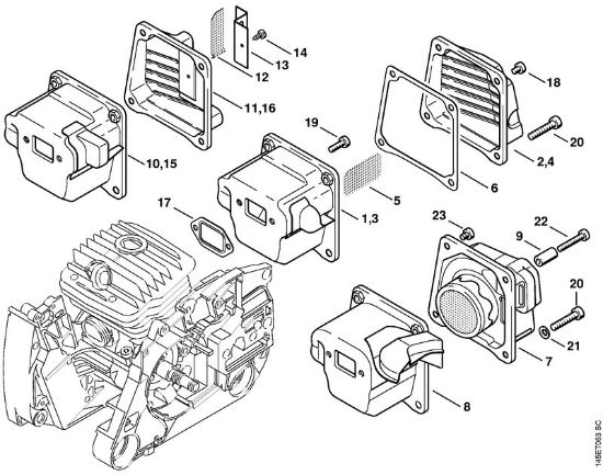 Muffler Gasoline chain saws (MS) MS 460-VW Arctic Stihl