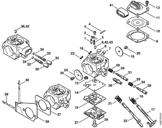 Carburetor HD-14, HD-16, HD-24 Gasoline chain saws (MS) MS 460-W Stihl