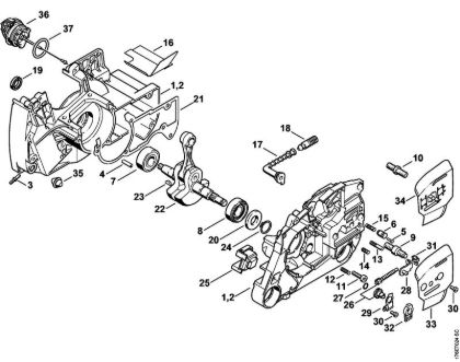 Crankcase, Crankshaft Gasoline chain saws (MS) MS 460-Z Magnum Stihl