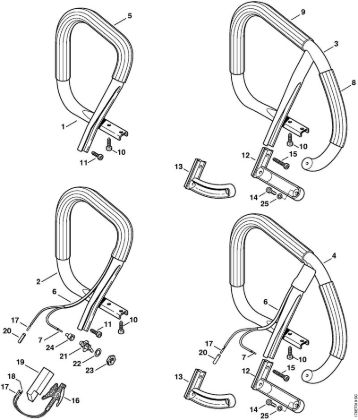 Handlebar, Heating element Gasoline chain saws (MS) MS 460-Z Magnum Stihl