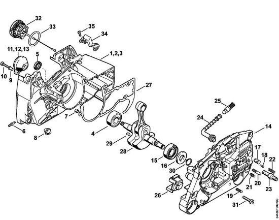 Crankcase, Crankshaft Gasoline chain saws (MS) MS 461 Stihl