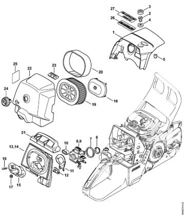 Shroud, Air filter Gasoline chain saws (MS) MS 461-R Stihl