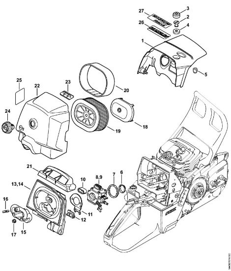 Shroud, Air filter Gasoline chain saws (MS) MS 461-R Stihl