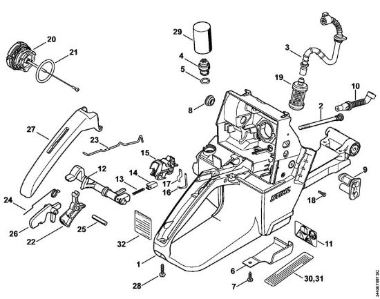 Tank housing Gasoline chain saws (MS) MS 461-R Stihl